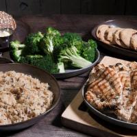 Chicken Family Meal · (8) Fire-Grilled Chicken Breasts, Home-Style Mashed Potatoes or Rice, Fresh Broccoli with Ga...