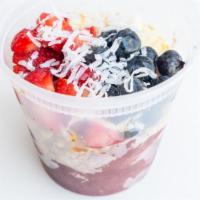 Acai Bowl · Premium organic acai served with granola, banana, strawberry, blueberry, coconut flakes, and...