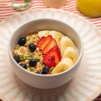 Pumpkin Patch Granola · low fat yoghurt, strawberries, banana, toasted almonds