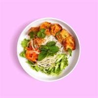 Tofu Vermicelli Noodle Bowl · Tofu with lettuce, cucumber topped with crushed peanut, green onion oil, pickled carrot, and...