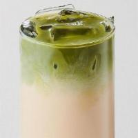 Matcha Oolong Milk Tea · Premium matcha from Japan layered with our roasted oolong milk tea