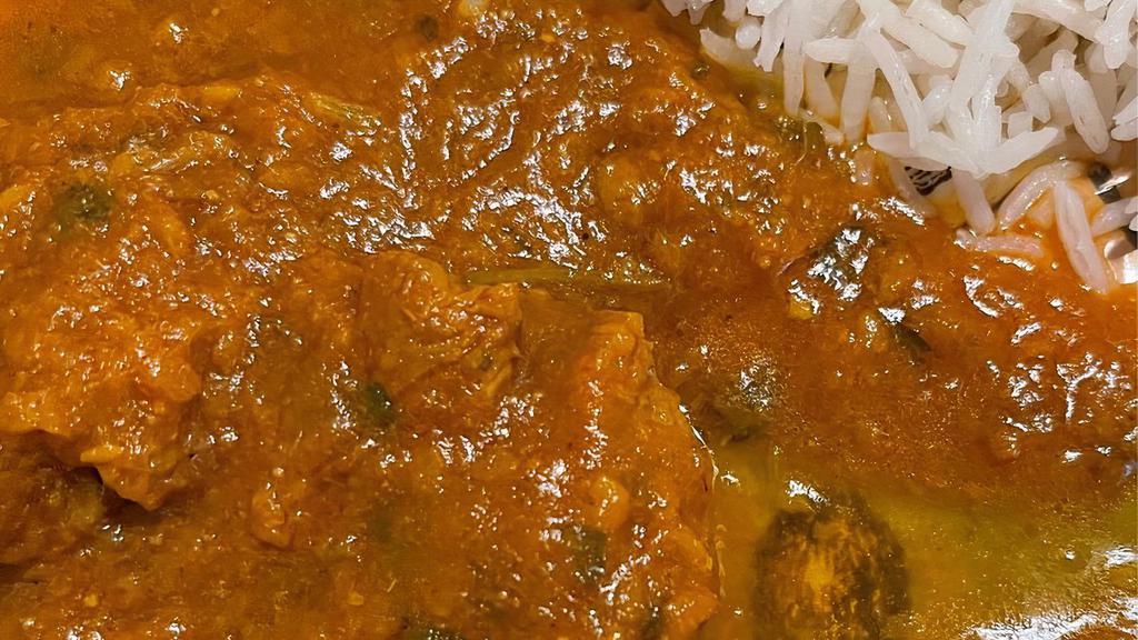 Lamb Tikka Masala · Charcoal roasted boneless free range lamb cooked with herbs, fenugreek and a hint of brandy in a special creamy sauce.