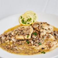 Pollo Picatta · With lemon, capers, mushrooms, and garlic.