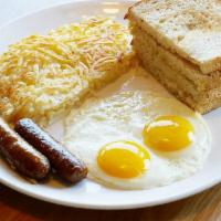 American Breakfast · Two eggs any style with your choice of bacon, sausage or corned beef hash.