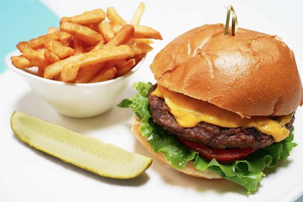 Old Reliable Burger · Ground beef patty, American cheese, lettuce, tomato and mayo.