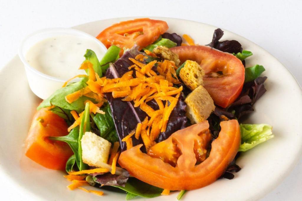 House Salad · Mixed greens, shredded carrots, tomato and croutons.  Served with your choice of dressing.
