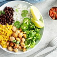 Mixed Veggie Burrito Bowl · Sautéed mix vegetables filled with rice, beans, lettuce, mild salsa, melted mixed cheese, so...
