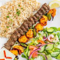 Combo Plate - Pick The Meat · Choice of 2 meat: Chicken, Beef, Lamb. Served with rice, salad, hummus, pita bread, and Hous...