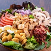 (Not) Spinach · Fresh spring mix with sliced tomatoes, red onion, fresh sliced mushrooms, sliced hard-cooked...