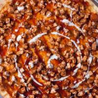 Bbq Chicken Pie · Sweet BBQ, tossed chicken and blue cheese dressing.