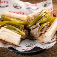 Combo · Rosati’s Italian sausage link & beef on Italian bread with sweet peppers.