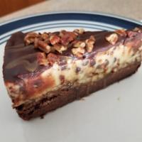 Turtle Cookie Dough Fudge Brownie · Cookie dough does not contain raw egg. A fudge brownie layered with caramel, pecans, chocola...