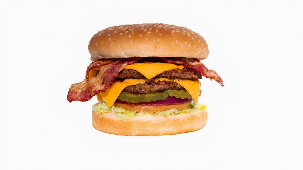 Double Double Bacon · Two Patties, Bacon, Lettuce, Tomato, Pickles, Onions, and Special Sauce.