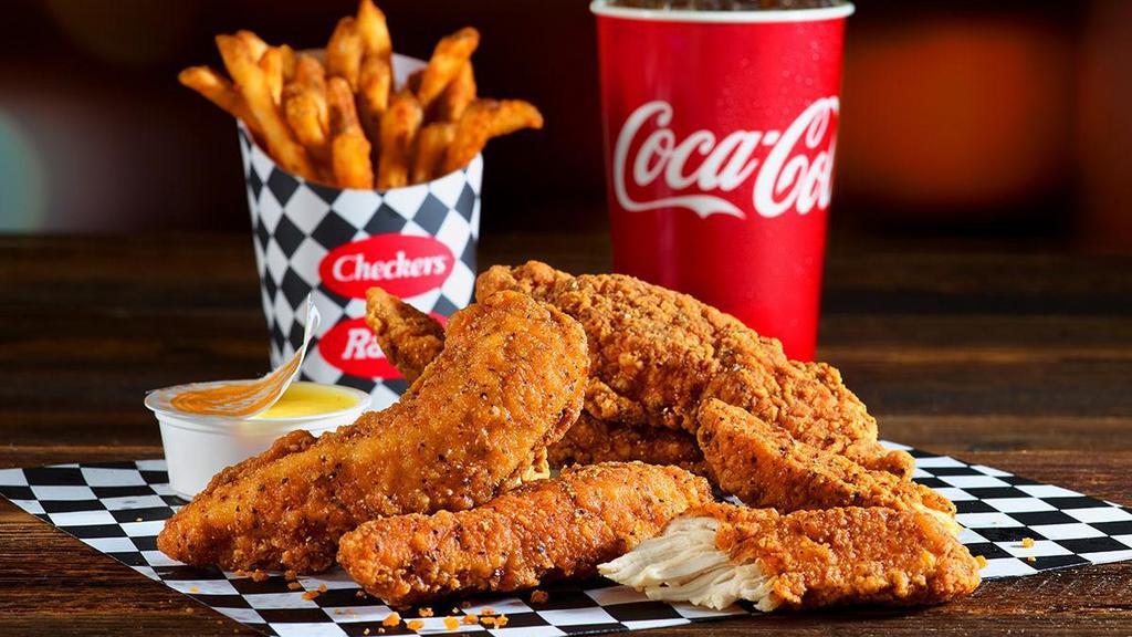 Fry-Seasoned Tenders Combo · Portable and loaded with flavor, introducing Checkers & Rally's NEW Fry Seasoned Chicken Tenders. All white meat crispy chicken tenders coated in Checkers & Rally’s Famous Seasoned Fry batter for a signature zesty taste.