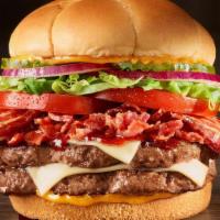 Smoky Bbq Bacon Buford · New Smoky BBQ Bacon Buford features two 100% beef hand-seasoned patties topped with Swiss ch...