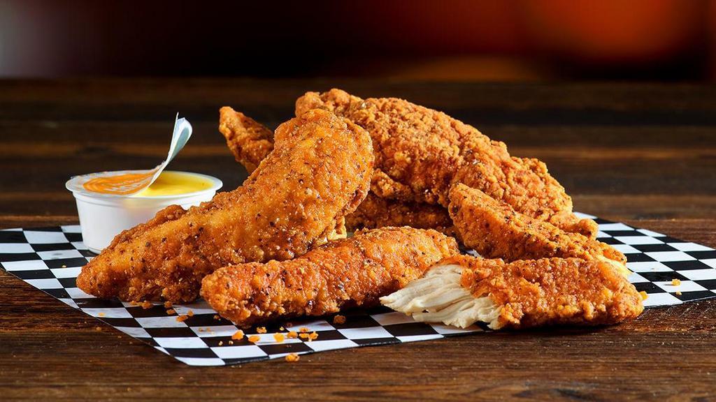 Fry-Seasoned Tenders · Portable and loaded with flavor, introducing Checkers & Rally's NEW Fry Seasoned Chicken Tenders. All white meat crispy chicken tenders coated in Checkers & Rally’s Famous Seasoned Fry batter for a signature zesty taste.