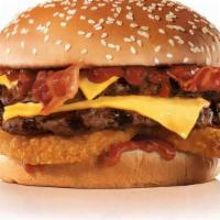 Double Western Bacon Cheeseburger · Two Charbroiled All-Beef Patties, Two Strips of Bacon, Two Slices of Melted American Cheese,...