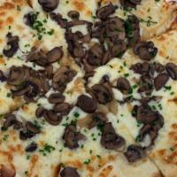 Funghi Di  Pizza (Mushroom) · Garlic Alfredo Sauce, Mozzarella, Wild Mushrooms,Arugula Truffle Oil.