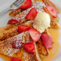 French Toast And Strawberries · Topped with fresh strawberries