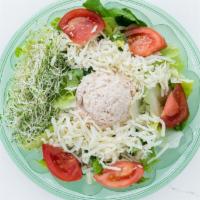 Tuna Salad · tuna, shredded mozzarella, tomatoes, sprouts served with fresh romaine and iceberg lettuce a...