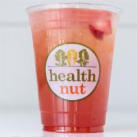 Strawberry Mango Greentini · Our famous mango iced greentini with a splash of strawberry juice! (76 cal)