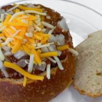 Sourdough Bread Bowl · Any soup of your choice served in a toasted sourdough bread bowl.