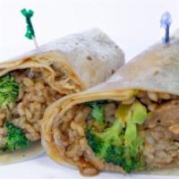Chicken & Broccoli Wrap · Chicken breast with steamed broccoli, brown rice, and teriyaki sauce.