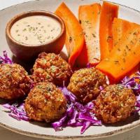 Falafel · Handcrafted falafel served with tahini sauce .. 500 cals