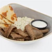 Kids Gyro Meat · Ages 10 and under please. Includes choice of rice (+160 Cals), house salad (+85 Cals), or fr...