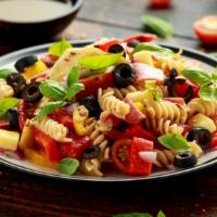 Antipasto Salad · Fresh Salad made with Lettuce, tomatoes, black olives, salami, provolone cheese, green peppe...