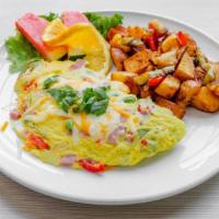 Denver Omelet* · Diced ham, onion, bell peppers and mixed cheese.