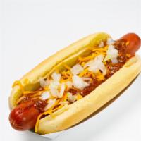 Lucky Dog  · Chili, cheese & onions.