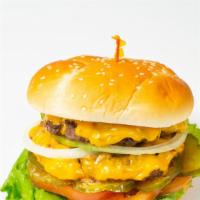 #8. Double Cheeseburger · double meat, double cheese, lettuce, tomatoes, onions, pickles, ketchup, mustard & mayo