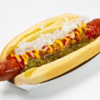 #13. Hebrew Hot Dog · Ketchup, Mustard, Onions &  Relish