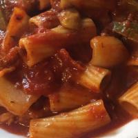 Rita Special · Sausage, mushroom, onion, bell peppers, tossed in a light red sauce over a bed of rigatoni.