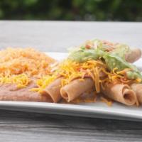 One Item Combo · Served with a regular drink, rice and refried beans