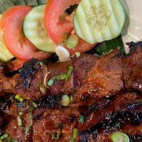Pop8. Pork Bbq Skewers · Delicious marinated pork sliced, skewered, and grilled until perfectly done.