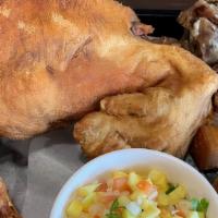 Fried Meat Platter · Crispy Pata, Lechon Kawali, Fried Chicken, Chicharon Bulaklak, Lumpiang Shanghai, Mango Salsa.