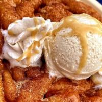 Churro Funnel · Funnel cake tossed in cinnamon sugar mix with a drizzle of condensed milk and cool whip. 

C...