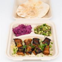 Iqibir Plate · (ALL THE PLATES ARE SERVED WITH PITA BREAD, RICE & CHOICE OF SALAD.  
RICE CAN BE CHANGED WI...