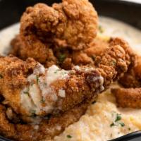 Fried Catfish N' Gritz · Our signature whipped parmesan and cheddar Gritz (served in a bowl or fried), served with ou...