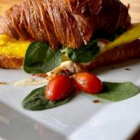 Scrambled Egg, Provolone, Tomato, Spinach, & Mustard · Scrambled Egg, Provolone, Tomato, Spinach, & Mustard on your choice of Freshly Baked Croissa...