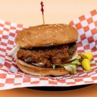 Chili Burger · Bun, hamburger patty, fresh chili, onions, lettuce, tomato, pickles, and our signature 1000 ...