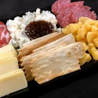 Salame E Formaggio · Aged Gouda cheese, Canadian cheddar cheese, creamy blue cheese, hot capicola, bianco d oro s...
