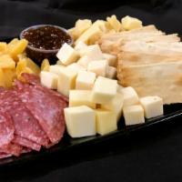 Vincino Antipasti · Aged Gouda cheese, caramella cheese, picante provolone cheese, bianco d'oro Italian salami, ...