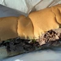 Roast Beef And Swiss (Small) · Served with mayonnaise, mustard, lettuce, tomato, oil & vinegar mix, and wax peppers.