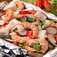Empapelado · Proud family recipe. Seafood combination - shrimp, octopus, fish and type abalone steamed. S...