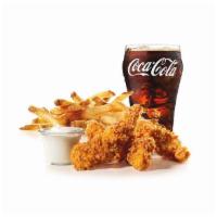 Chicken Tenders Hand-Breaded (3) - Medium Combo · Comes with a fry and medium soft drink.