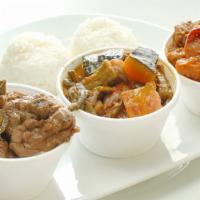 Three (3) Items Combo Meal · Your choice of Three (3) Entrées + (Steamed Rice) or (Bihon Noodles) or (Half Rice & Half Bi...