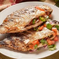 Grilled Pompano (Each) · Choice of MEDIUM and LARGE Grilled Pampano - marinated with citrus and dusted with spices,  ...